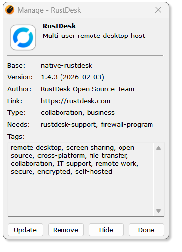 Manage app