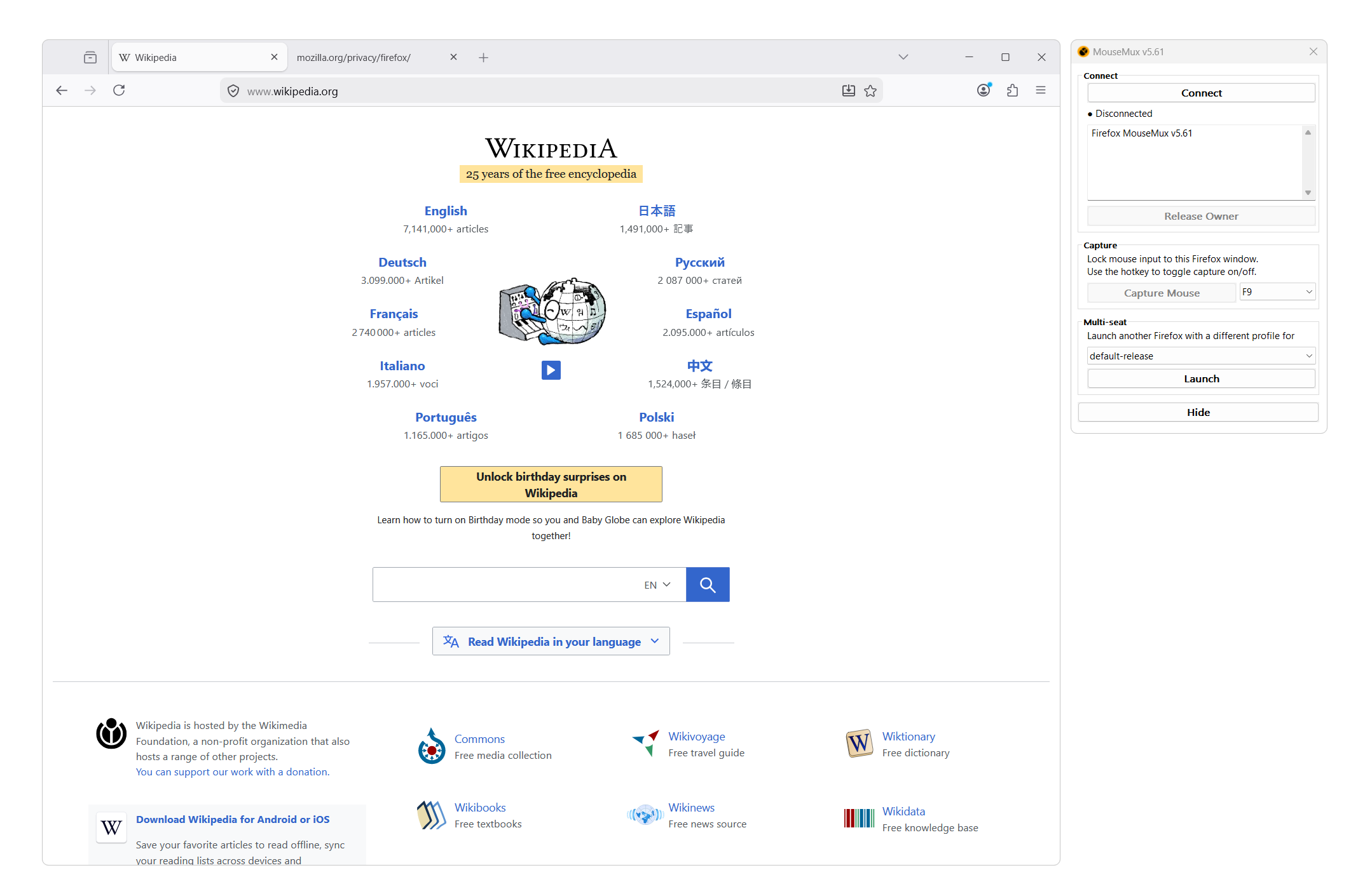 Firefox running multi-seat