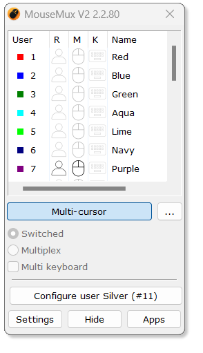 MouseMux main window