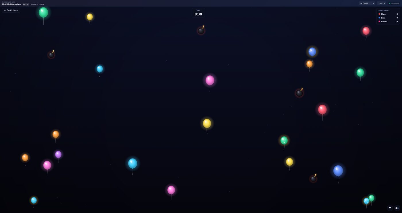 Balloon Pop: each player pops balloons with their own cursor